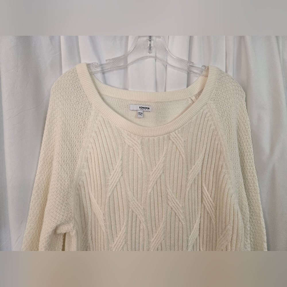 Sonoma Cream Cable Knit Winter Warm Sweater Size XXL